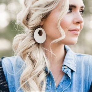 Nickel & Suede Small Blank Canvas Nova Leather Earrings